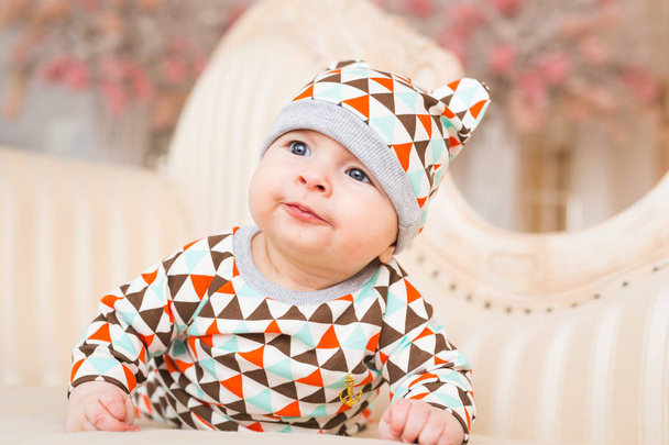 Adorable Caucasian baby. Portrait of a three months old baby boy - Photo, Image