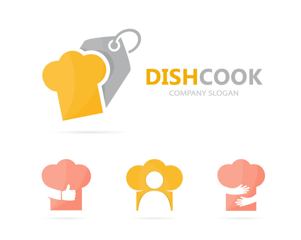 Vektori kokki hattu ja tag logo yhdistelmä. Keittiö ja kauppa symboli tai kuvake. Ainutlaatuinen kokki ja etiketti logotyyppi suunnittelu malli
. - Vektori, kuva