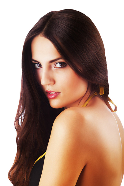 close-up portrait of beautiful brunette woman - Foto, Imagem