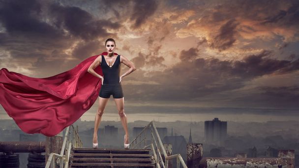 Super woman with red cape - Foto, Bild