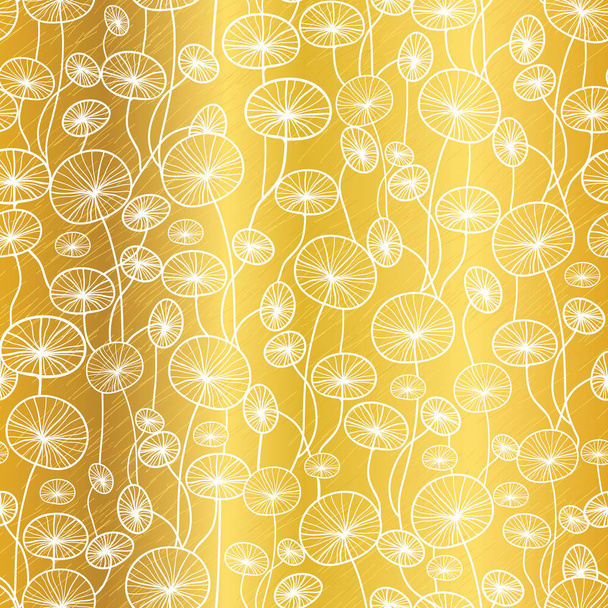 Vector gold and white underwater seaweed plant texture drawing seamless pattern background. Great for subtle, botanical, modern backgrounds, fabric, scrapbooking, packaging, invitations. - Vektör, Görsel
