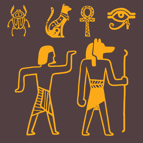 Egypti matka historia sybols käsin piirretty design perinteinen hieroglyfi vektori kuvitus tyyli
. - Vektori, kuva