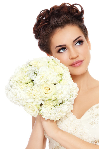 Beautiful bride with bouquet - Фото, изображение