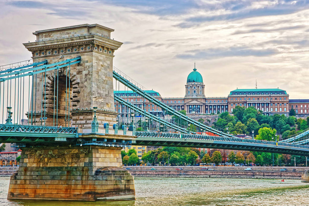 Γέφυρα πάνω από τον ποταμό Δούναβη και Κάστρο Βούδα, Βουδαπέστη - Φωτογραφία, εικόνα
