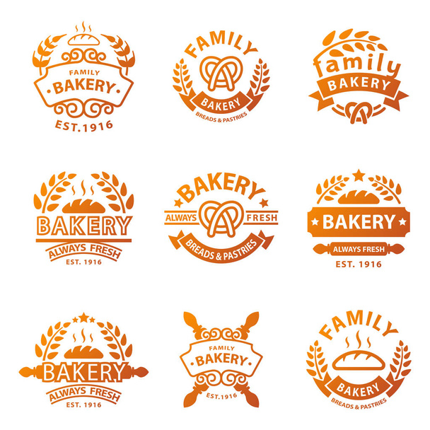 Bakery gold badge icon fashion modern style wheat vector retro food label design element isolated. - Vektor, obrázek