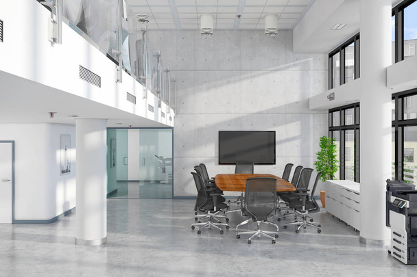 3d render - open plan office - office building - Photo, Image