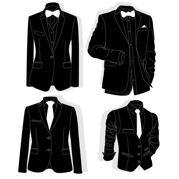 Men's jacket. Ceremonial men's suit, tuxedo. Vector. - Vector, Imagen