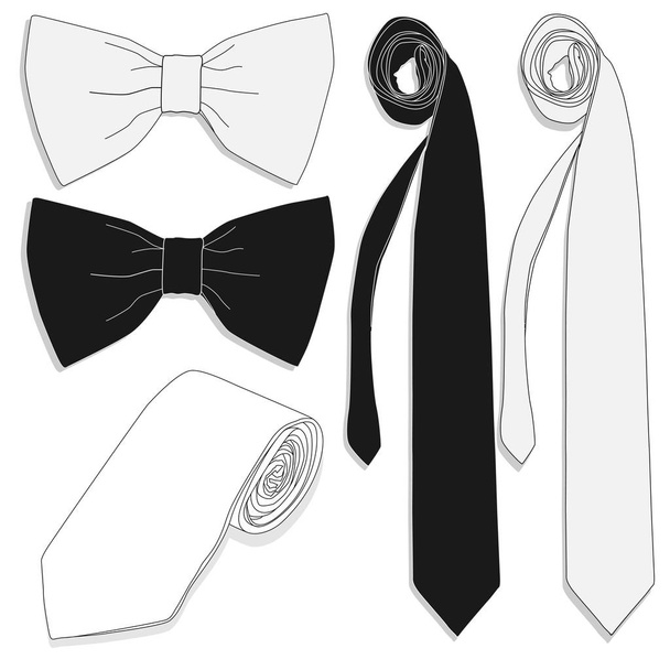 Tie collection. Bow tie. Vector illustration. - Vektor, obrázek