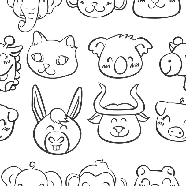Collection stock of head animal doodles - Вектор,изображение