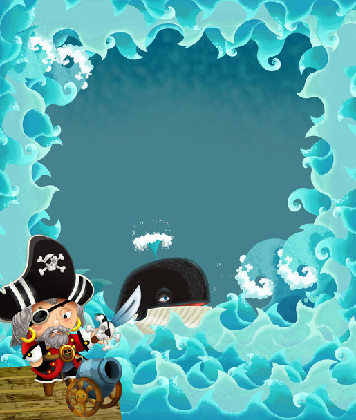 Cartoon pirate frame for different usage  - Фото, изображение