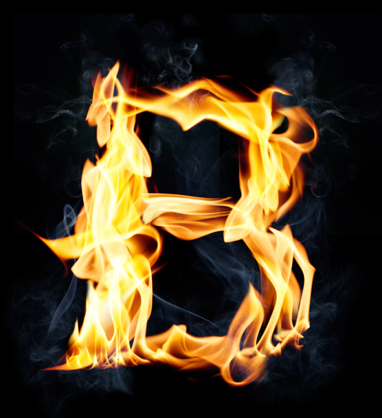 Carta B Alfabeto fogo e fumaça
 - Foto, Imagem