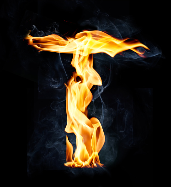 Letra T. Alfabeto de fuego y humo
 - Foto, imagen