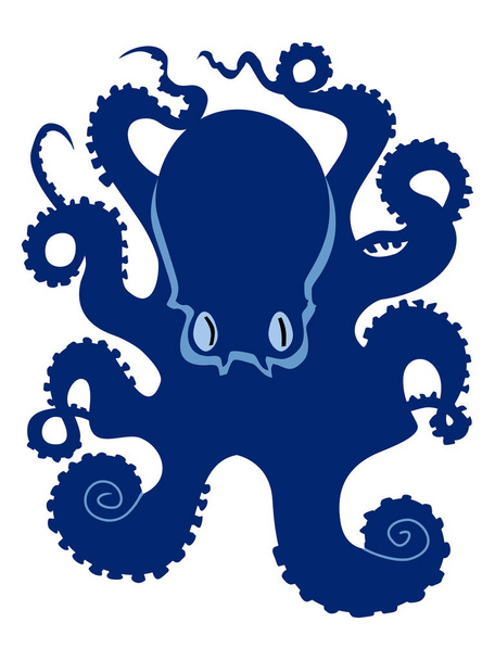 silhouet van octopus - Vector, afbeelding