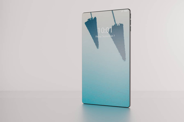 Ilustración 3D de un smartphone de pantalla completa sin bisel ficticio
 - Foto, imagen