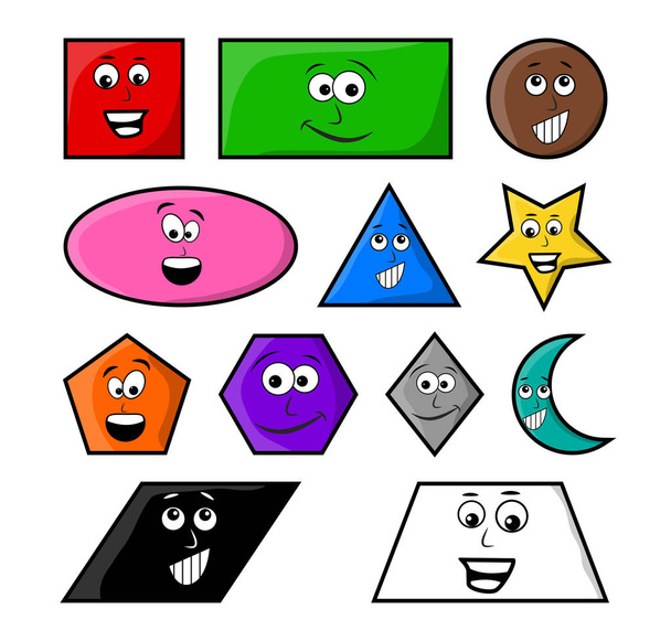 cartoon geometric shapes with smile vector symbol icon design. - Vector, Image