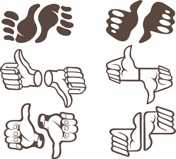 Ilustracja z sześciu kciuk w górę/w dół - Wektor, obraz