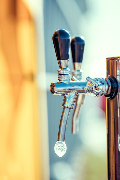 Close up of beer lines for draft beer in restaurant. - Photo, Image
