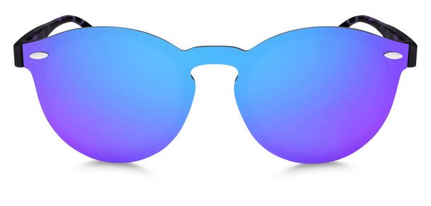 gafas de sol manchadas lentes de espejo azules y púrpuras aisladas en whi
 - Foto, imagen