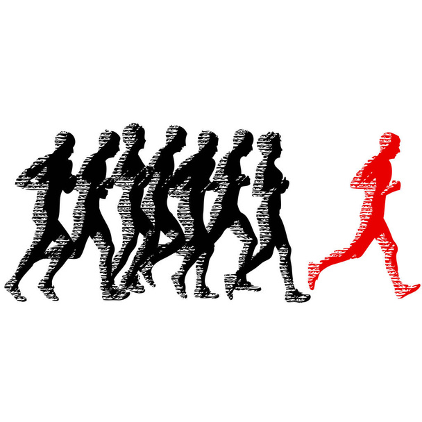 Ensemble de silhouettes. Coureurs au sprint, hommes et femmes
 - Vecteur, image