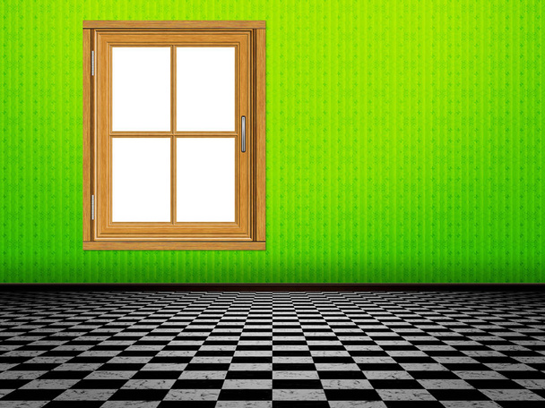 Drewniane okna w pokoju - Zdjęcie, obraz