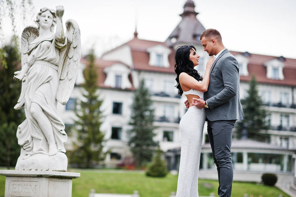 Young fashionable lovely couple at wedding anniversary and marri - Фото, зображення