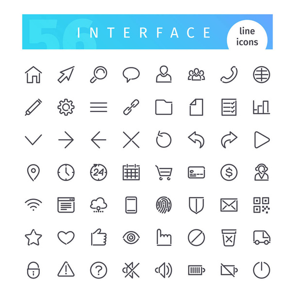 Interface Line Icons Set - Vector, Image