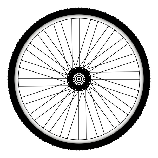 Rueda de bicicleta trasera con neumático de bicicleta con pinchos
 - Vector, Imagen