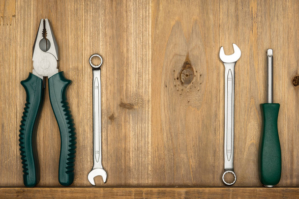 Top view of different type of constructive tools with copy space - Fotoğraf, Görsel