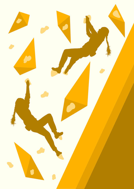 Girl rock climbing vector background abstract - Vector, Image