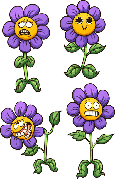 Violetti sarjakuva kukka
 - Vektori, kuva