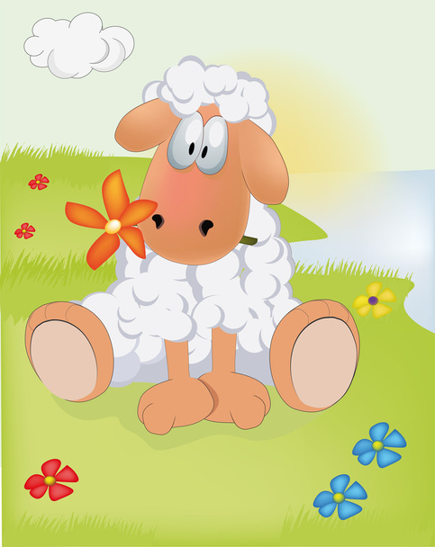 Sheep on a meadow - Vector, imagen