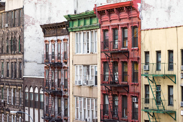 Colorful old buildings along a block in Chinatown in Manhattan,  - Photo, image