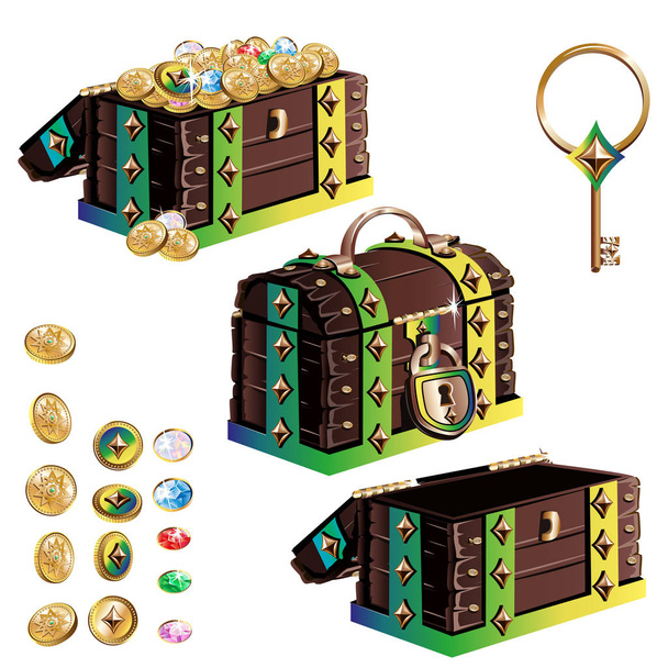  treasure chest set - Vector, Image
