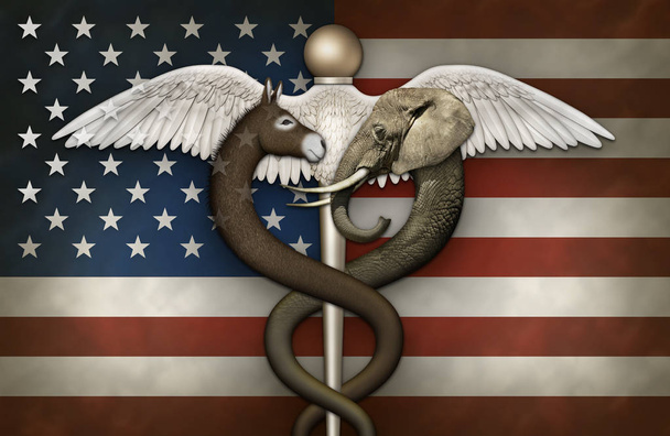 Polityczne Symbol medyczny i flagi - Zdjęcie, obraz
