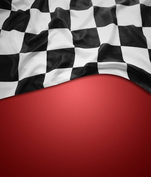 Flaga w szachownicę na czerwono - Zdjęcie, obraz