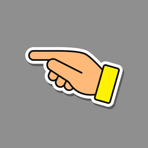 Hand met wijzende wijsvinger gebaar, vector illustratie geïsoleerd op grijs. - Vector, afbeelding