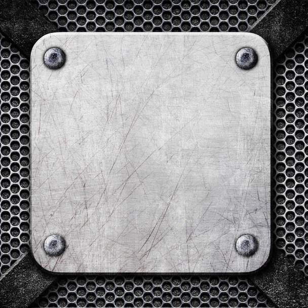 Plaque d'acier carrée, cadre en acier comme fond pour la conception, 3d
,  - Photo, image