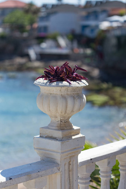 White stone vase against blurred background - Photo, Image