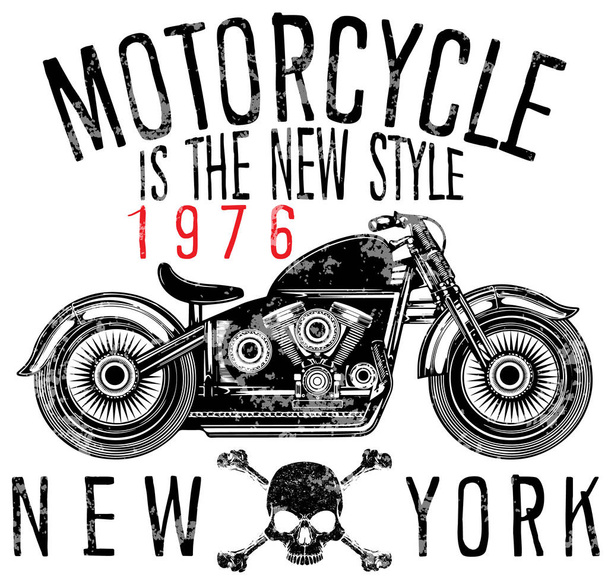 Винтажные футболки с мотоциклом
 - Вектор,изображение