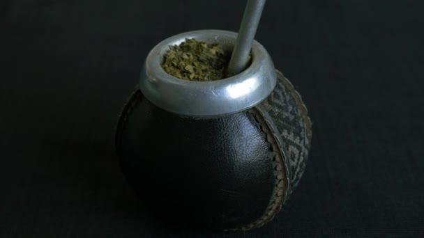 Full shot of pouring hot water in mate - Footage, Video