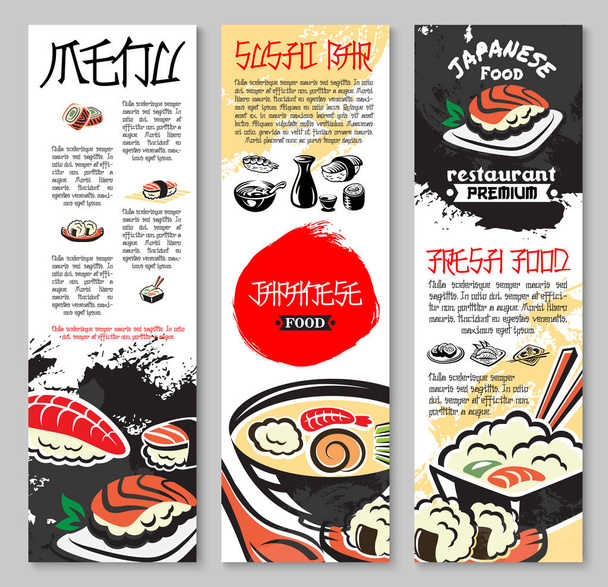 Ensemble de bannières vectorielles pour sushi ou restaurant de fruits de mer
 - Vecteur, image