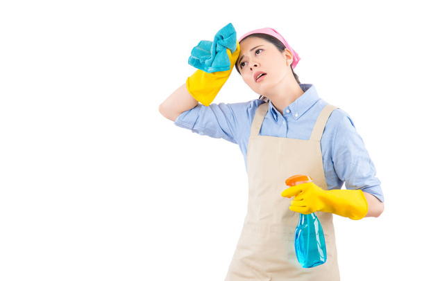 Cleaning woman feel tired and exhausted - 写真・画像