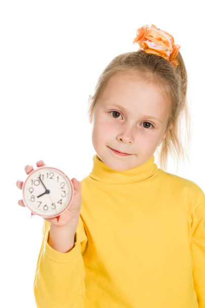 Cute Girl Shows the clock - Фото, зображення