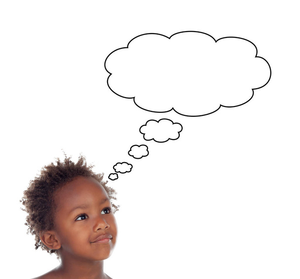 Adorable afroamerican child with thinking cloud - Photo, Image