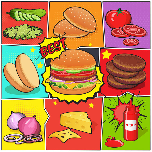 Burger képregény oldal - Vektor, kép