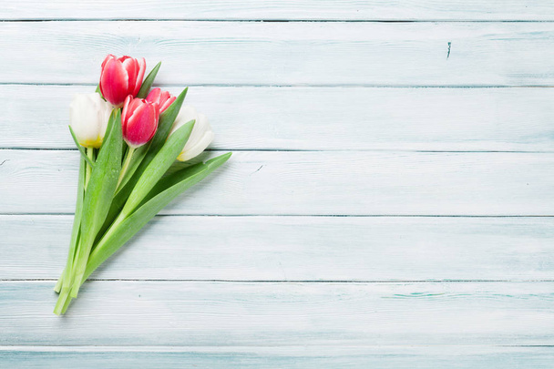 красные и белые тюльпаны - Фото, изображение