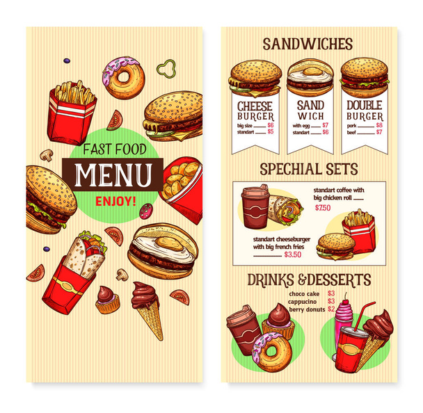 Шаблон меню векторных бургеров быстрого питания
 - Вектор,изображение