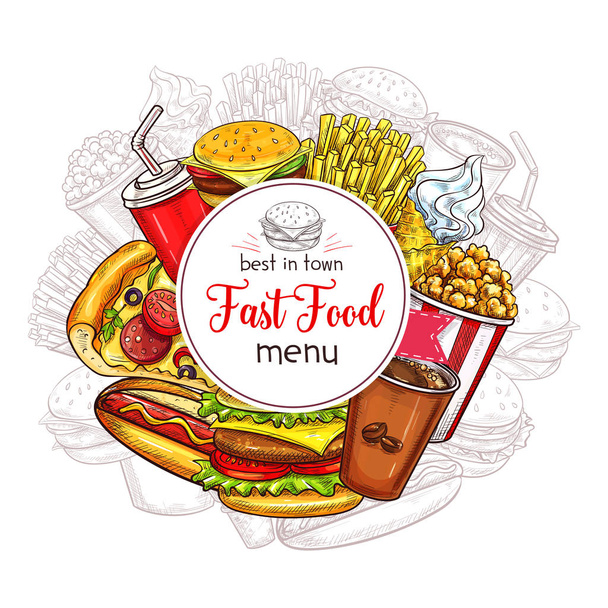 Vektor Fast Food Menü für Fastfood Restaurant - Vektor, Bild