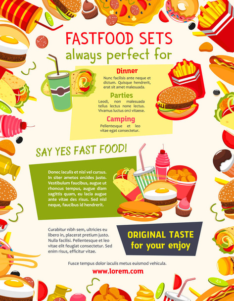 Vector poster menu for fast food restaurant - Vector, Image