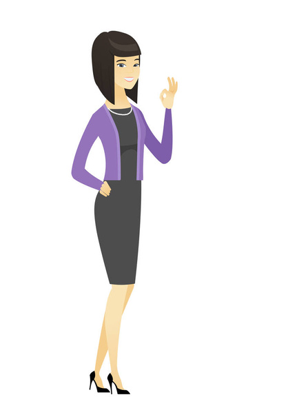 Smiling business woman showing ok sign. - Vector, Image